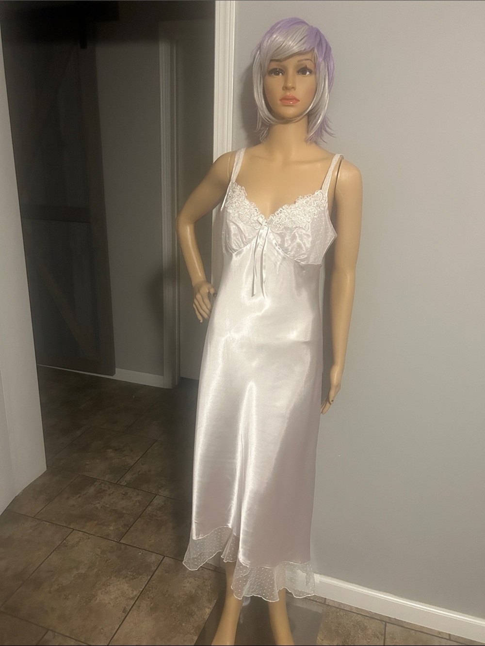 Linea Donatella Ivory  Satin Lace-Trim Slip